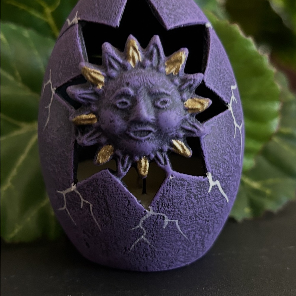 Purple and Gold Sunburst Home Art Sculpture. Candle holder.